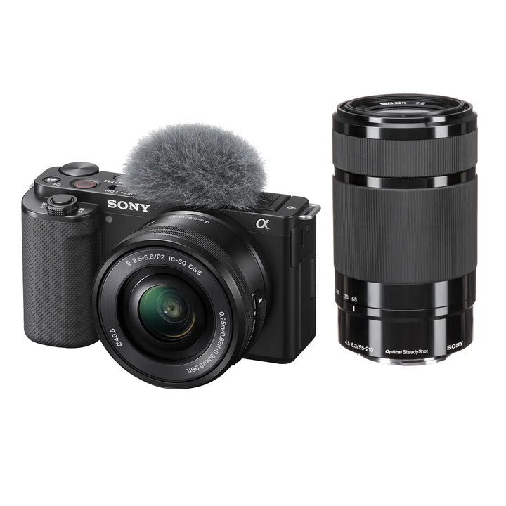 Sony ZV-E10 Mirrorless Camera with 16-50mm and 55-210mm Lens (ILCZV-E10Y) (Black)